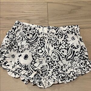 Free People Floral Black and White Shorts
